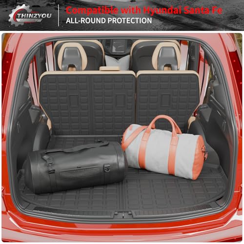 Cargo Liner Compatible with 2021-2023 Hyundai Santa Fe 5 Seats Trunk Liner Cargo Mat TPE All Weather Back Seat Cover Protector 2022 Santa Fe Accessories (Trunk Mat+Backrest Mats) - style: For Hyundai Santa Fe | 2021-2023