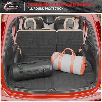 Cargo Liner Compatible with 2021-2023 Hyundai Santa Fe 5 Seats Trunk Liner Cargo Mat TPE All Weather Back Seat Cover Protector 2022 Santa Fe Accessories (Trunk Mat+Backrest Mats) - style: For Hyundai Santa Fe | 2021-2023