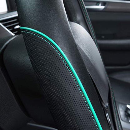 Car Pass Colour Piping Leather Universal Fit Steering Wheel Cover,Perfectly fit for 14.5-15 inches for Various Vehicles SUVs,Vans,Sedans,Cars (Black & Mint) - color: Black and Mint