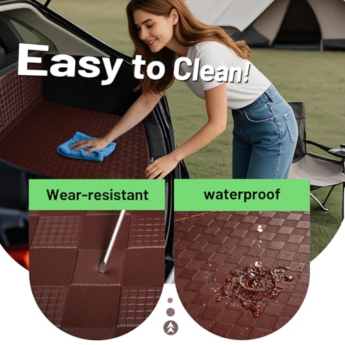 Cargo Mat Compatible with Chevy Tahoe/GMC Yukon 2021-2025 8-Seat Trunk Mat + 2ND&3RD Row Rear Backrest Mat Accessories，All Weather Premium Leather Car Trunk Liner Cover Protector
