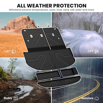 LASFIT Cargo Mat & Backrest Mats for Kia Telluride 2027 (Only Fit Gas, Not Fit Hybrid), All Weather TPE Custom Fit Cargo Liner Trunk Mats & Seatback Mats Accessories for Kia Telluride 2027, Black - size: 3)For Kia Telluride | 2027 | Cargo