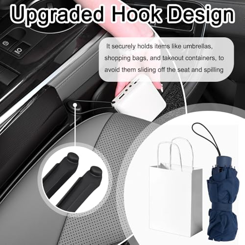 2026 Upgraded Car Seat Gap Filler 2 Pack,3 in 1 Car Seat Gap Organizer with Slot & Hook for Phone/Keys,Universal Anti-Drop in Between Cars Seats Catcher Fits for Truck SUV