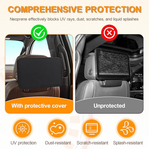2 Pack Neoprene Protective Padded Cover for Rear Seat Screen for 2021–2025 2026 Cadillac Escalade/GMC Yukon/Chevy Tahoe/Suburban Rear Seat Screen Protectors 1.5mm Neoprene Dust& Impact Shield