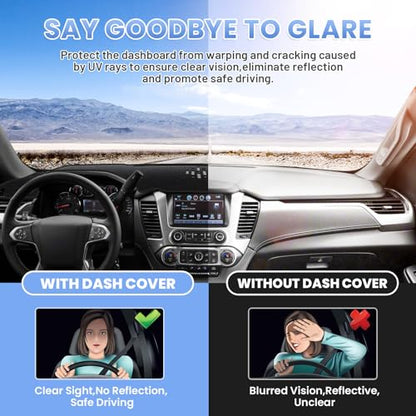 Sunsdrew Dash Cover for 2015-2020 Chevrolet Tahoe/Suburban/GMC Yukon Dashboard Cover Mat for Tahoe Accessories Sunshade Nonslip Mesh Protector No Glare - size: 15-20 Tahoe Dash Cover