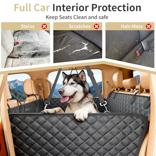 LEIMO KPARTS Dog Car Seat Cover for Back Seat,400lb Waterproof Dog Car Seat Cover Hard Bottom-Detachable,600D Heavy Duty Scratch Proof Nonslip Soft,Dog Hammock for SUVs,Car