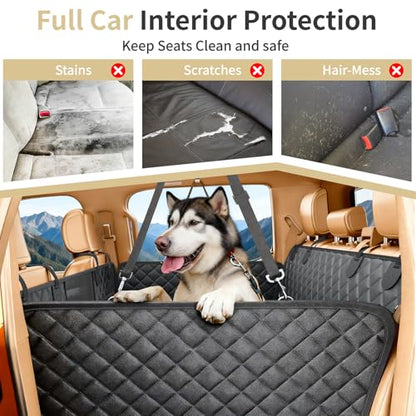LEIMO KPARTS Dog Car Seat Cover for Back Seat,400lb Waterproof Dog Car Seat Cover Hard Bottom-Detachable,600D Heavy Duty Scratch Proof Nonslip Soft,Dog Hammock for SUVs,Car