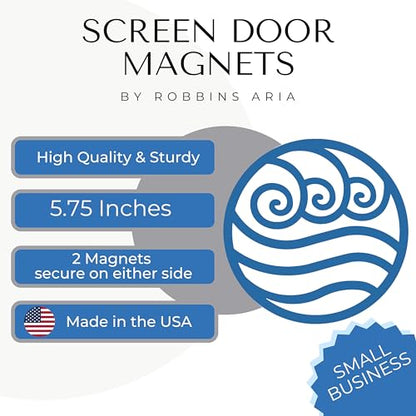 Screen Door Magnets Double Sided – Keep People, Kids, and Dogs from Running into The Screen Door - Robbins Aria Blue Water - color: Blue Water Symbol