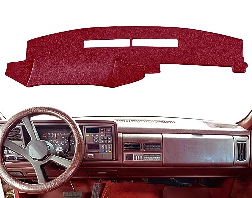 Yiz Dash Cover Mat for Chevy Chevrolet Silverado/GMC Sierra C1500 C2500 C3500 K1500 K2500 K3500 Pickup Truck 1988-1994, 1992-94 GMC Yukon/Chevy Blazer Suburban Dashboard Pad Carpet (88-94 Maroon) Y25