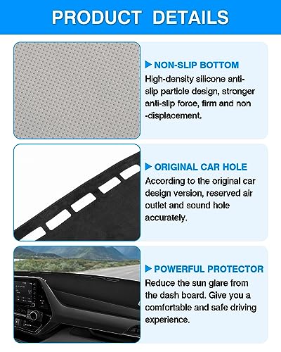 Autorder Dashboard Cover Mat for Toyota Highlander 2020 2021 2022 2023 2024 2025 2026 Accessories Dash Cover Flannel Dash Mat Sunshade Glare UV Rays Protector(Compatible with or Without Display) - size: 2020-2026 Toyota Highlander