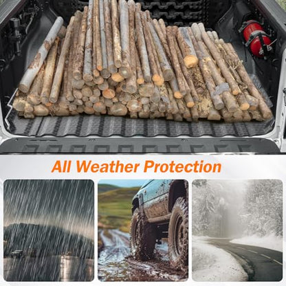 KUST Floor Mats Set for 2017-2026 Ford F250/F350/F450 Super Duty Crew Cab (Only for Rear Seat with Under-Seat Storage), 6.8FT Truck Bed Mat All Weather F250 Accessories TPE Rubber Raised Edge - style: For │ F-250 2017-2026 │ Full Set