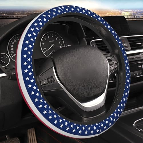 Ameirican Flag USA Patriotic Tactical Star Stripe Striped Car Steering Wheel Cover,Non-Slip Elastic Neoprene-Sweat Car Accessories,Universal 15 Inch Fit Auto, Vans Trucks,Suvs, Truck - color: Ameirican Flag Patriotic