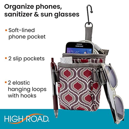 High Road DriverPockets Car Pouch - Car Vent Pocket and Vent Cell Phone Holder for Car - Front Seat Organizer with 3 Pockets, Hanging Hooks and Charging Port