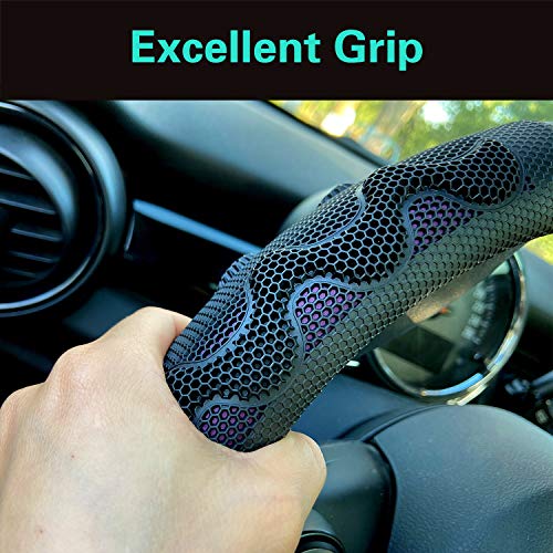 PINCTROT Steering Wheel Cover Great Grip with 3D Honeycomb Anti-Slip Design, Universal 14.5-15 Inch (Purple) - color: 5.Purple, size: Medium(Standard) Size[14 1/2''-15'']
