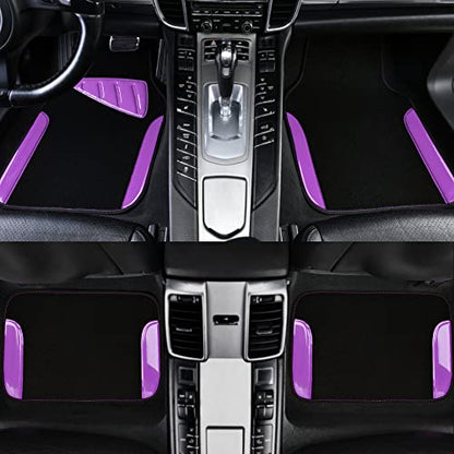 CAR PASS Jelly Waterproof Universal Fit Car Floor Mats, Girly Car Carpet Mats with Anti-Slip Nibbs Backing & Driver Heel Pad Fit for SUV, Vans, sedans, Trucks,Cute car mats of 4pcs for Women (Purple) - color: Purple Gel
