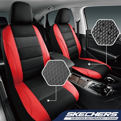 Skechers Seat Covers, Air-Cooled Memory Foam Car Seat Covers Front Seats, Airbag Compatible,Universal Fit for Most Cars, SUVs, Vans and Trucks,Red - color: Black/Red, size: Two Front