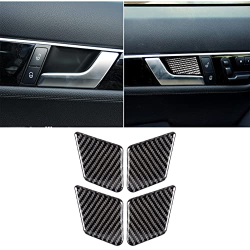 for Mercedes-Benz C E Class W204 Real Soft Carbon Fiber Door Inner Handle Switch Inside Sticker Trim Cover Cap Car Interior Accessories - color: Door Handle