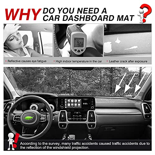 Autorder Dashboard Cover Mat for Kia Sorento 2021-2026 Accessories Dash Cover Flannel Dash Mat Sunshade Glare UV Rays Protector(Not 12.3 inch Navigation)