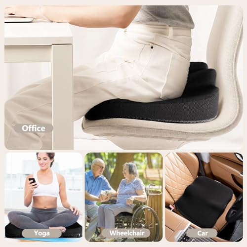 Gel Seat Cushion, Office Chair Seat Pad Cushion for Long Sitting Relieve Sciatica, Back, Pressure Sore Ulcer Pain, Anti-Slip Egg Cushion for Office Chairs Car Stadium - color: Black, size: Large