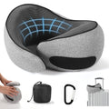 SZXYX Neck Travel Pillows - 100% Pure Memory Foam Neck Pillow for Airplanes, Comfortable Breathable Cover, 360° Support Stowable Pillows for Sleeping, Car, Airport Travel Essentials, Gray