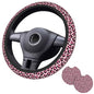 Pink Leopard Print Steering Wheel Cover Pink Cheetah Steering Wheel Car Cup Holder Pad 2 Pack 15 Inch Steering Wheel Cover Women Men Anti Slip Breathable Wheel Cover Protector - color: Pink leopard print