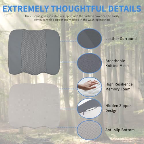 Nilight Car Seat Cushion Grey Leather Breathable Mesh Splicing Cushion Memory Foam Suitable for Daily Life Driving Relieves Sciatica and Tialbone Pain Improves Drive Visibility - color: Grey Leather