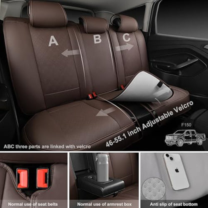 CAR PASS Nappa Leather Car Seat Covers 5 Seat, Luxury Lumbar Support Seat Cover Full Set, Waterproof Breathable Durable All Coverage Leatherette Seat Covers for SUVs,Pickups,Trucks,Vehicles (Brown) - color: Brown