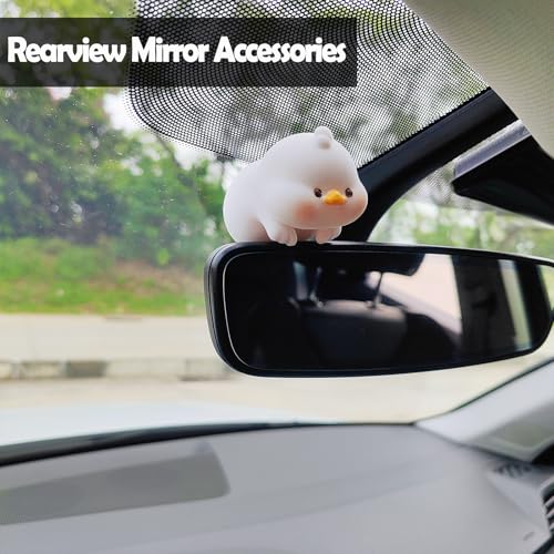 Cute Furry Animal Rear View Mirror Accessories, Car Dashboard Ornament Center Screen Decoration Rearview Mirror Charm, Car Accessories Interior Decor for Women/Men (Duck) - style: Duck