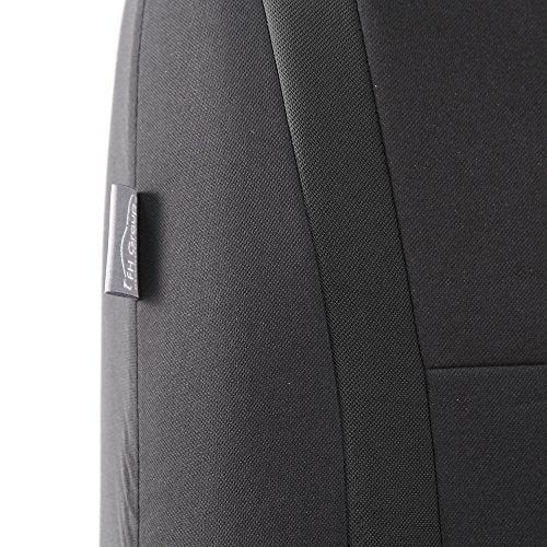 FH Group Car Seat Covers Rear Set Cloth - Car Seat Covers with Removable Headrest,Universal Fit,Automotive SeatCovers,Washable Car SeatCover for SUV,Sedan,Van Black - color: Black, size: Rear Set