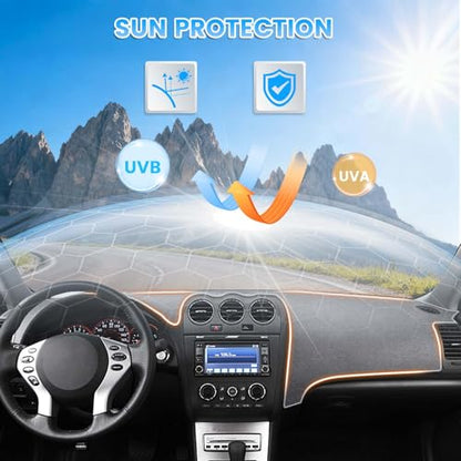 KUST Gray Dash Cover Compatible with Nissan Altima 2007-2012 Dashboard Cover Accessories for Altima Non-Slip Polyester Dashboard Mat Custom Fit Center Console Sunshield Protector - size: Altima 07-12(Gray)