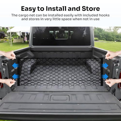 Canvcle Trunk Cargo Net for 2020-2026 Jeep Gladiator Accessories Envelope Style Mesh Trunk Net Organizer and Storage Stretchable Adjustable Elastic Nylon Rear Cargo Netting with Hooks - style: for Jeep Gladiator