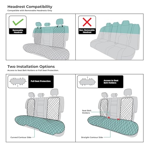 FH Group Car Seat Cushion Neosupreme Automotive Seat Cushions - Universal Fit, Rear Car Seat Cushion, Car Seat Cushions with Non-Slip Silicone Backing for SUV, Sedan, Van Rear Set Green - color: Green, style: Rear Bench