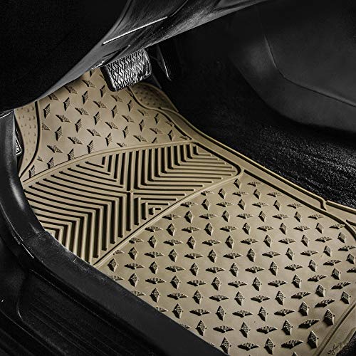 FH Group F11322 Classic Rubber Trimmable Floor Mats (Beige) Full Set - Universal Fit for Cars Trucks and SUVs