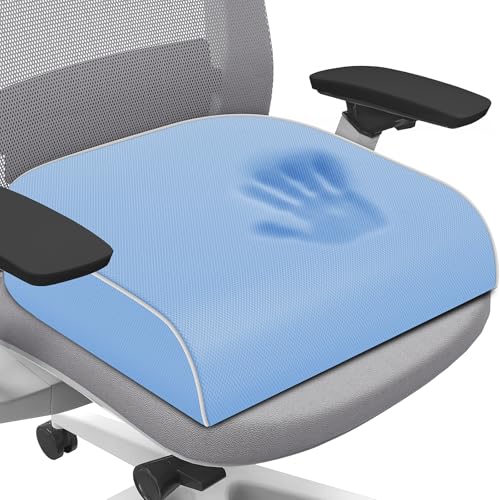 Seat Cushion for Tailbone Pain Relief, Office Chair Cushion, Memory Foam Large Chair Cushion with Non-Slip Cover for Soft Support at Office Chair, Car Seat, Airplane Light Blue/Large - color: Lightblue, size: Large