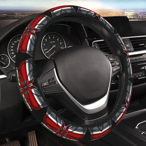 Butterfly Kenyan Flag Breathable Neoprene Steering Wheel Cover - Anti-Slip Floral Design Universal Fit for Cars/Trucks/Suvs (14.5"-15" Inch) - color: Butterfly Kenyan Flag