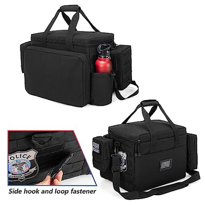 Trunab Patrol Bag Police Gear Car Front Seat Organizer for Law Enforcement Military Duty Bag with 15.6” Laptop Sleeve, Cups Holder, MOLLE Strips, Fits Vehicle Passenger Seat
