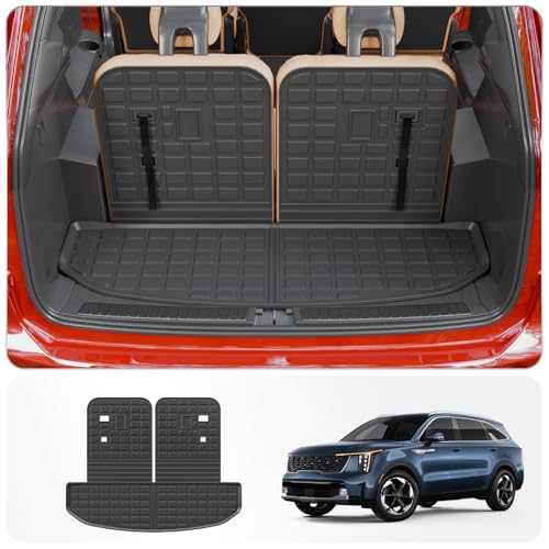 Cargo Mat Compatible with 2021-2025 2026 Kia Sorento Cargo Liner Trunk Mat Trunk Liner TPE All Weather Back Seat Cover Protector 2024 Sorento Accessories (Trunk Mat with Backrest Mat) - style: For Kia Sorento | 2021-2026