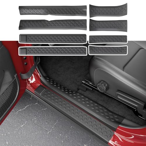 powoq 8Pcs Door Sill Guard Compatible with 2020-2026 Jeep Gladiator JT Car Threshold Protector 18-26 Wrangler JL Door Sill Protector Replacement for 2020-2026 Jeep Gladiator Accessories - size: Compatible with 2020-2026 Jeep Gladiator JT