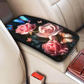 Universal Car Center Console Cushion Pad, Blue Butterfly Pink Rose Soft Waterproof Car Center Console Cover Auto Armrest Seat Box Cover Protector for Most Vehicle SUV Truck Car - color: Blue Butterfly Pink Rose