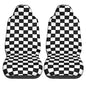 Black and White Racing Checkered Pattern Front Seat Covers 2 Pack, Vehicle Seat Protector Car Mat Covers, Fit Most Bucket Seats - color: Black And White Racing Checkered Pattern