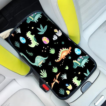 Car Armrest Box Pad,Cute Dinosaur Car Armrest Pad Car Armrest Cover Protector for Most Vehicle, SUV, Truck, Car - color: Cute Dinosaur