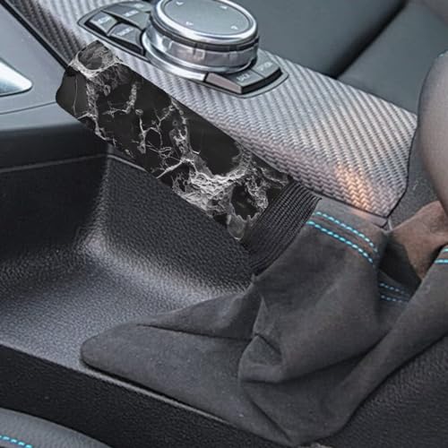 2 Pcs Marbling Print Car Handbrake Cover Gear Shift Knob Cover, Universal Fit Anti Skid Universal Car Accessories for Truck SUV Sedan Van - color: Marbling A - Black and White