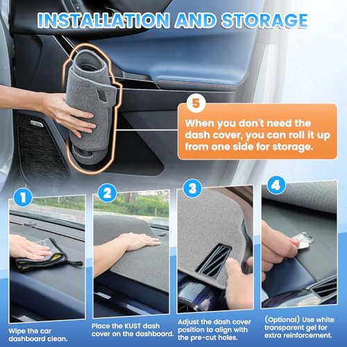 KUST Gray Dash Cover Compatible with Chevy Chevrolet Equinox EV 2025 2026 Dashboard Cover Accessories for Equinox EV Non-Slip Polyester Dashboard Mat Center Console Sunshield Protector No Glare - size: Equinox EV 25-26(Gray)