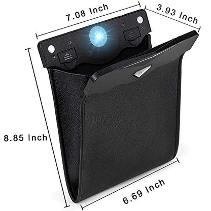 Smart LED Car Trash Can Waterproof Garbage Bag Passenger Side Artificial Leather Storage Pocket Leak Proof Reusable Traveling Portable Offices Toilet Garbage Cans Back Seat Hanging (Black-1pack) - color: Black-1pack