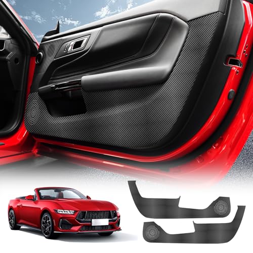 KUNGKIC for Ford Mustang 2024 2025 Car Door Anti Kick Pad Protective Stickers Interior Decals Accessories Self-Adhesive Side Edge Protection Mats Cover (PU, Carbon Fiber Pattern) - color: Carbon Fiber Pattern