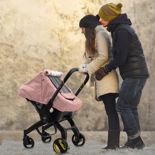 Waterproof Car Seat Cover Baby, 3D Mink Dot Infant Car Seat Cover with 2 Breathable Vents, Universal Carseat Canopy for Girls Boys, Baby Carrier Cover for All Seasons, Protect from Sunlight Rain - color: Pink