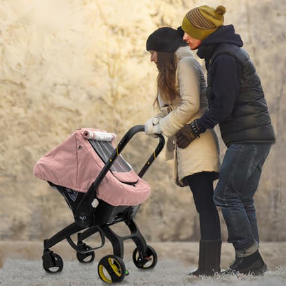Waterproof Car Seat Cover Baby, 3D Mink Dot Infant Car Seat Cover with 2 Breathable Vents, Universal Carseat Canopy for Girls Boys, Baby Carrier Cover for All Seasons, Protect from Sunlight Rain - color: Pink