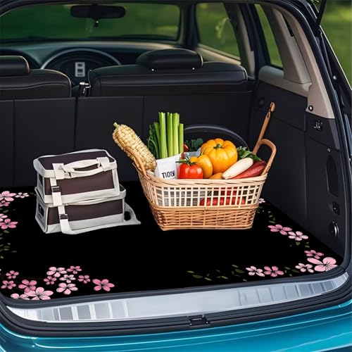 Universal Car Trunk Mat 29" x 39", Pink Cherry Blossoms All Weather Trunk Protection Cargo Liner, Durable Cargo Mat Rear Trunk Liner, Stylish Vehicle Interior Accessories Suitable for Most Car Models - color: Pink Cherry Blossoms