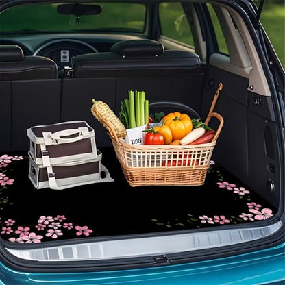 Universal Car Trunk Mat 29" x 39", Pink Cherry Blossoms All Weather Trunk Protection Cargo Liner, Durable Cargo Mat Rear Trunk Liner, Stylish Vehicle Interior Accessories Suitable for Most Car Models - color: Pink Cherry Blossoms