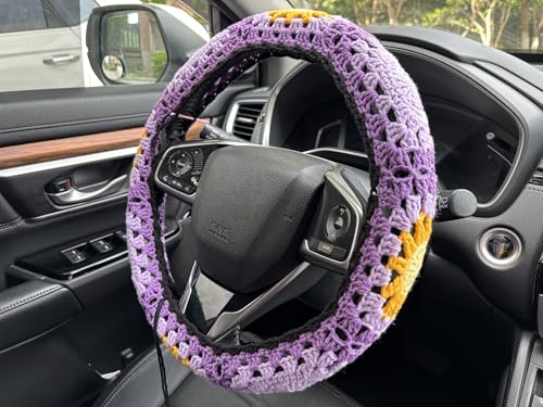 Handmade Crochet Sun Moon Car Steering Wheel Covers Universal 14-15 inch,Cute Steering Wheel Cover,Car Accessories (B:Wheel Covers) - color: B:Wheel Covers