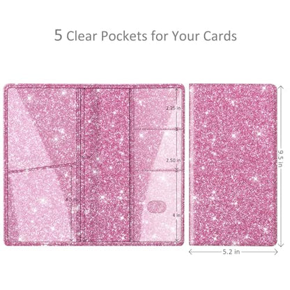 FINPAC Car Registration and Insurance Card Holder, Vehicle Glove Box Card Organizer Wallet Automobile Accessories for License - color: Glitter Pink